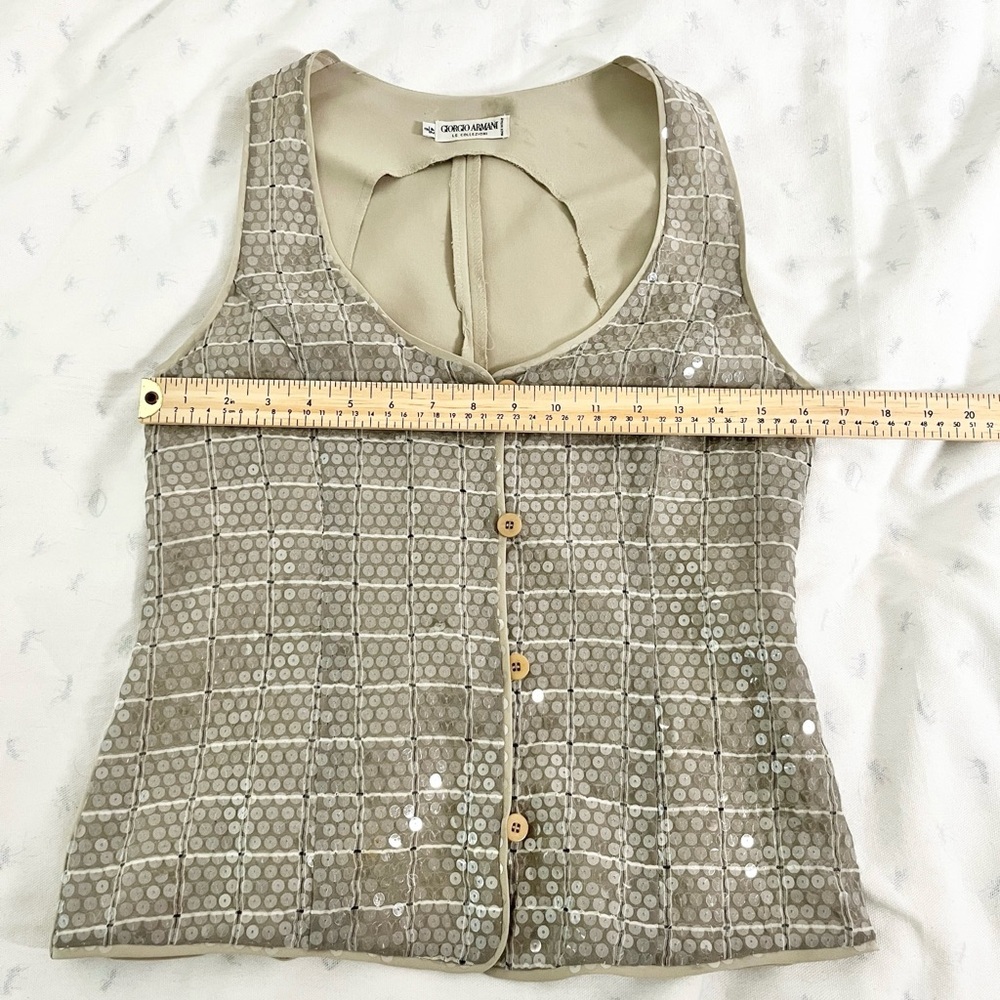Giorgio Armani Beige Sequin Grid Tank Top - Picture 12 of 12